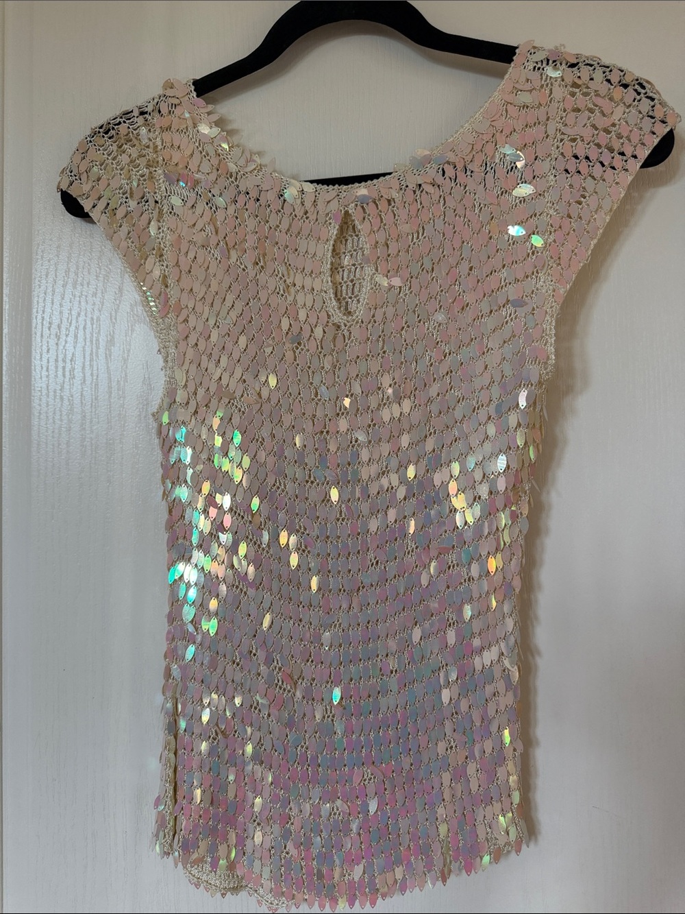 Vintage Y2K Iridescent Paillette Mesh Festival Blouse - Picture 13 of 16